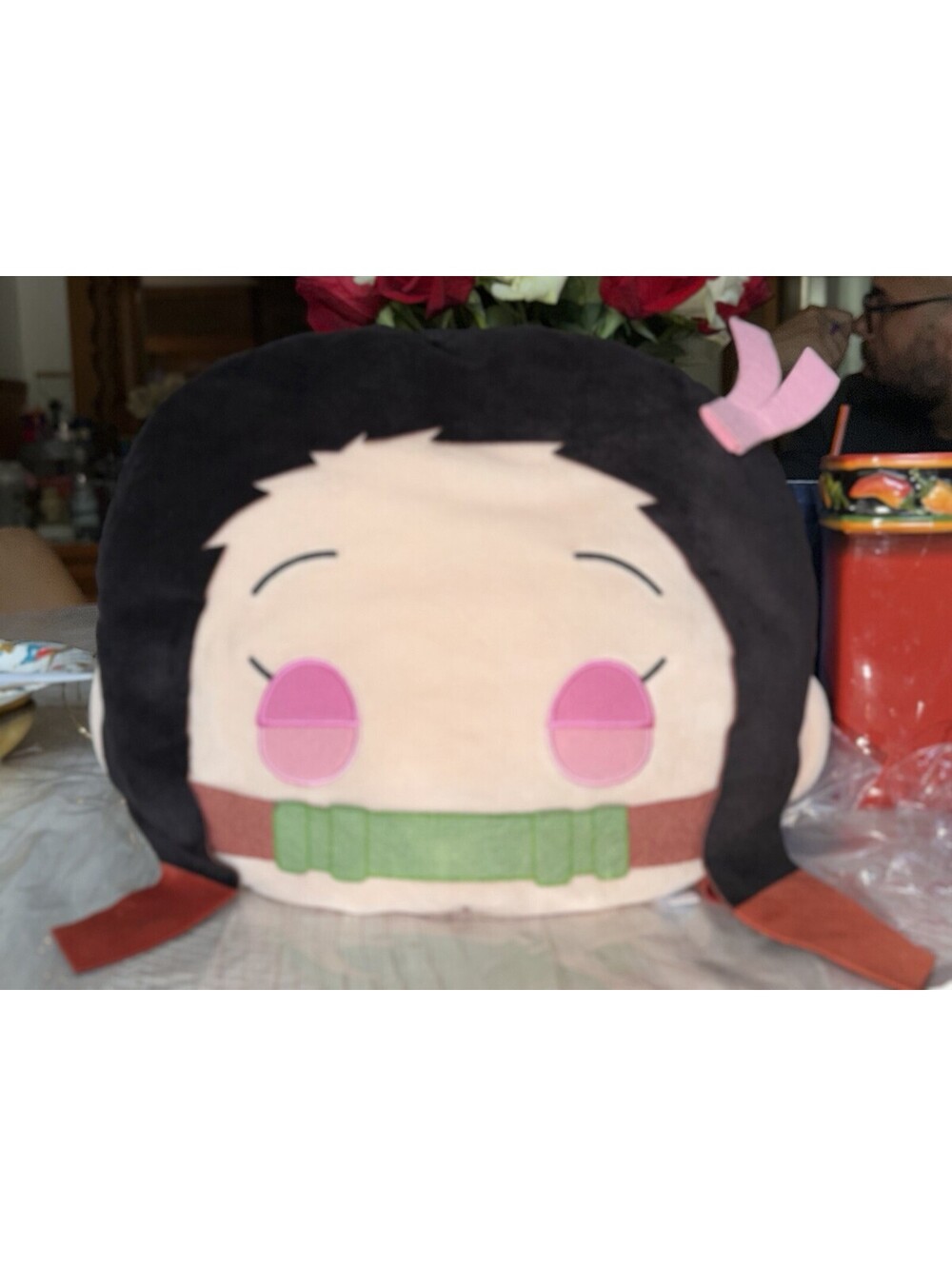 SEGA Demon Slayer Nezuko Kamado Mega Jumbo Face Plush Head Anime Japan 16”